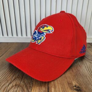 Adidas Kansas Jayhawks Fitted L/XL Red Stretch Fit Cap NCAA KU Logo Collegiate